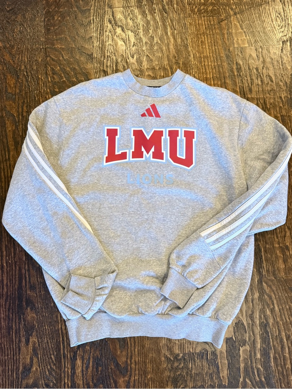 Adidas Grey Crewneck Sweatshirt with Red LMU Logo